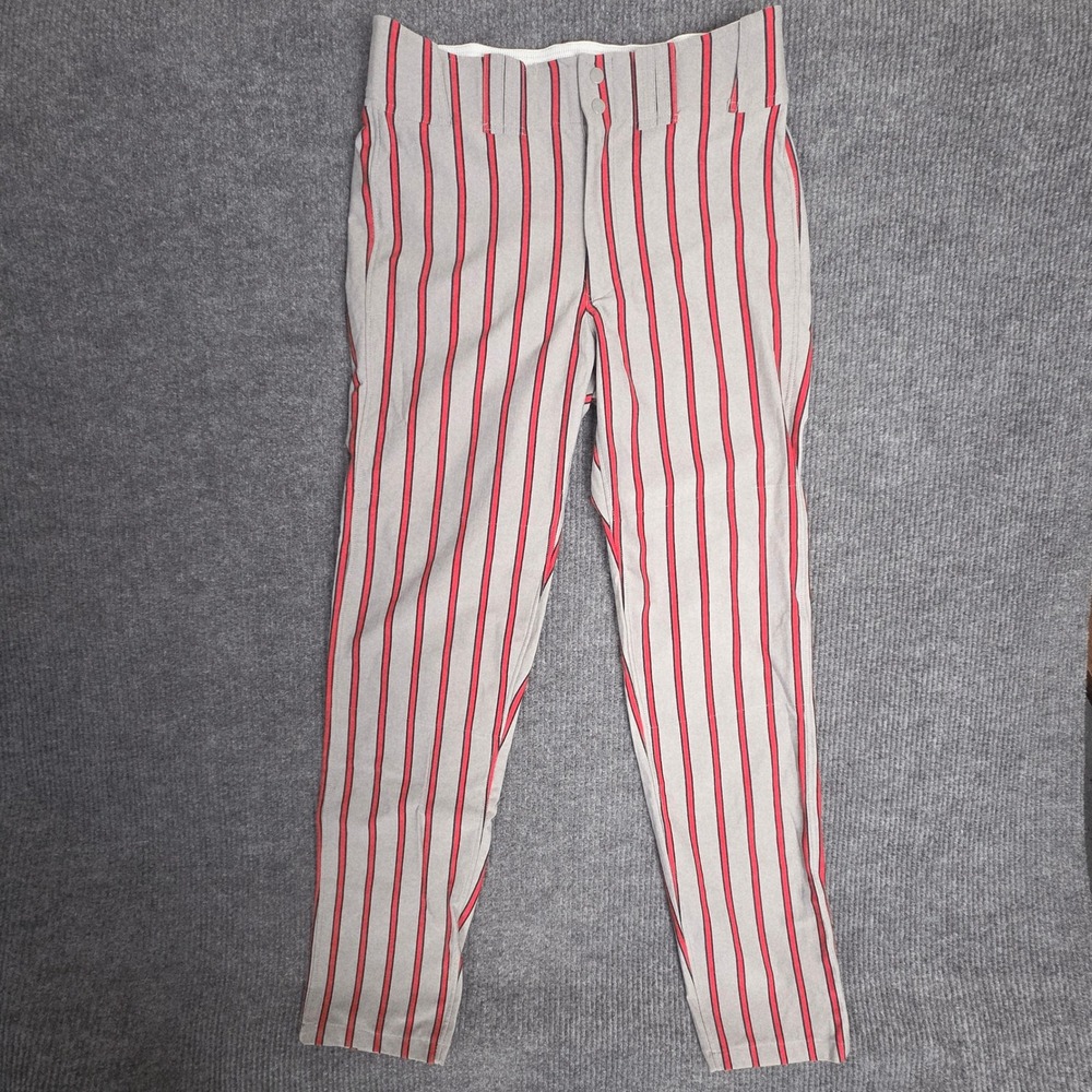 Boombah Ultimate Mens Striped‎ Baseball Pants W36XLONG Gray Red Performance Gear